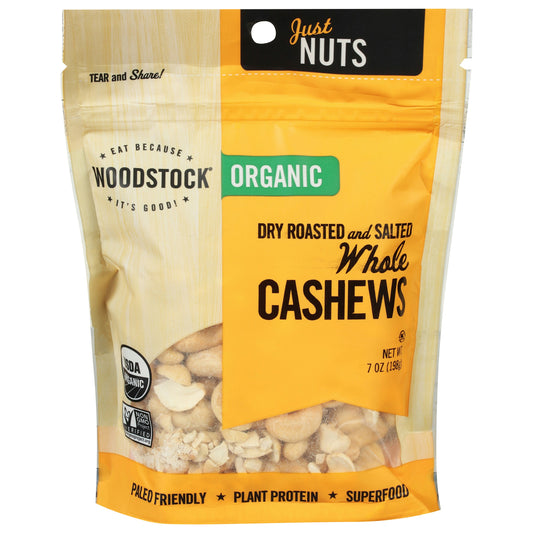 Woodstock Nut Cashew Whole Dry Salted 7 Oz Pack of 8