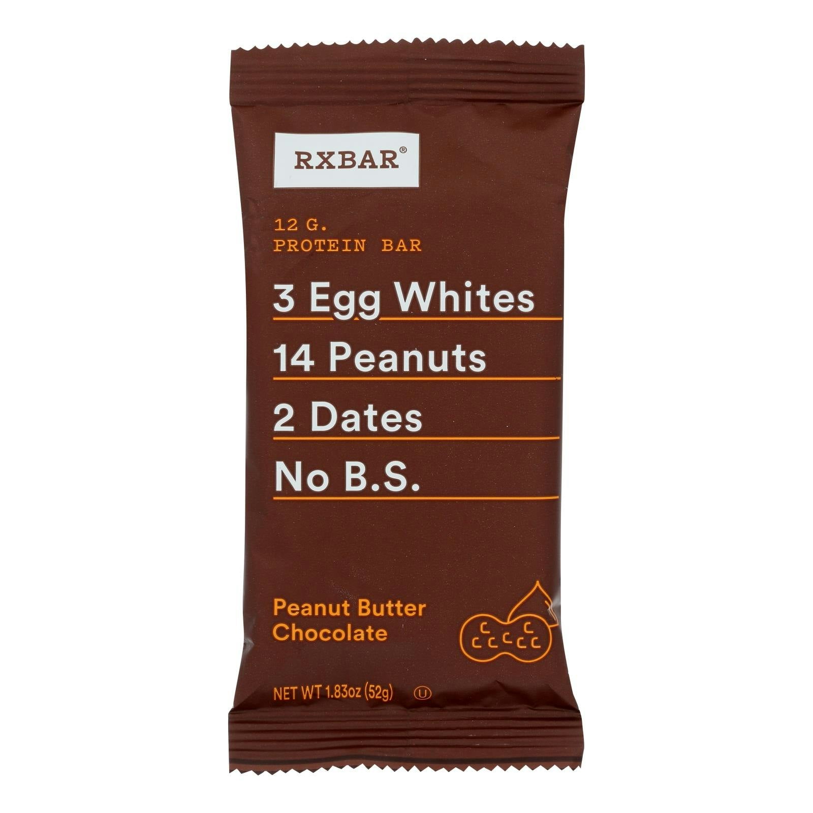 Rxbar Protein Bar 12g Protein Peanut Butter Chocolate