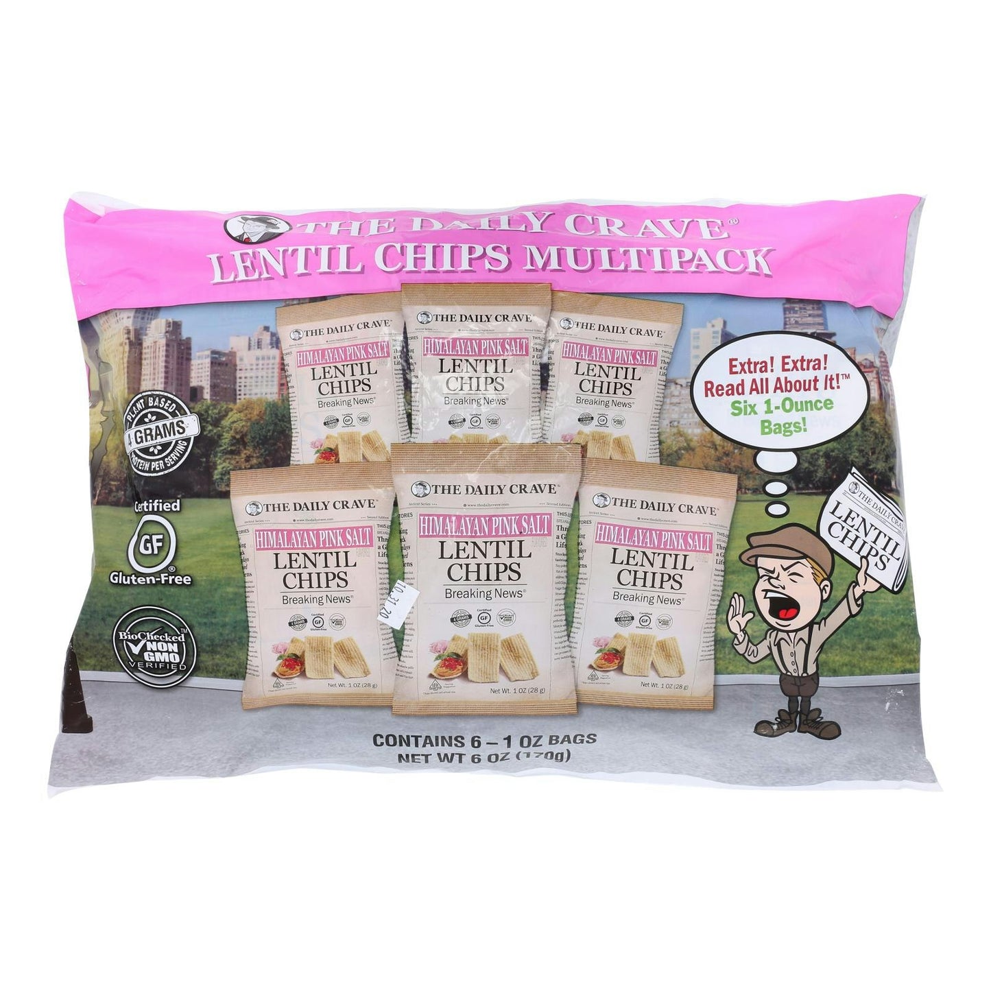 The Daily Crave - Lentil Chips Multipack - 1 oz, 6 Per Pack (4 Packs Total)