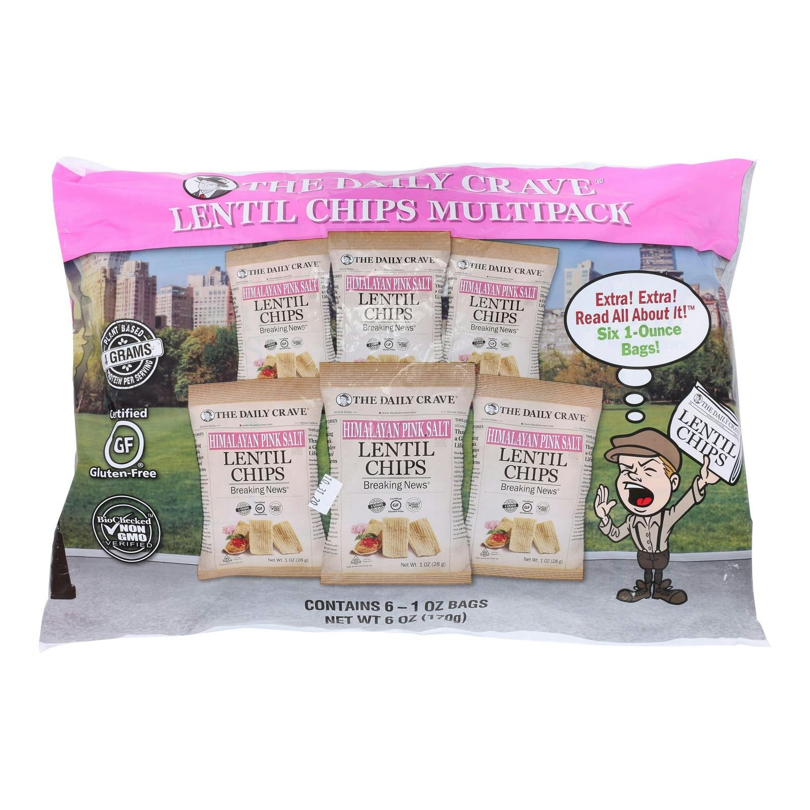 The Daily Crave - Lentil Chips Multipack - 1 oz, 6 Per Pack (4 Packs Total)