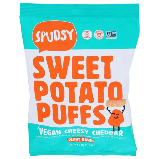 Spudsy Vegan Cheesy Cheddar Sweet Potato Puffs - 4 Ounce (Pack of 12)