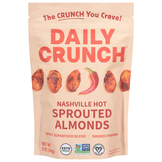 Daily Crunch Nashville Hot Sprouted Almonds 5 Oz Pack of 6