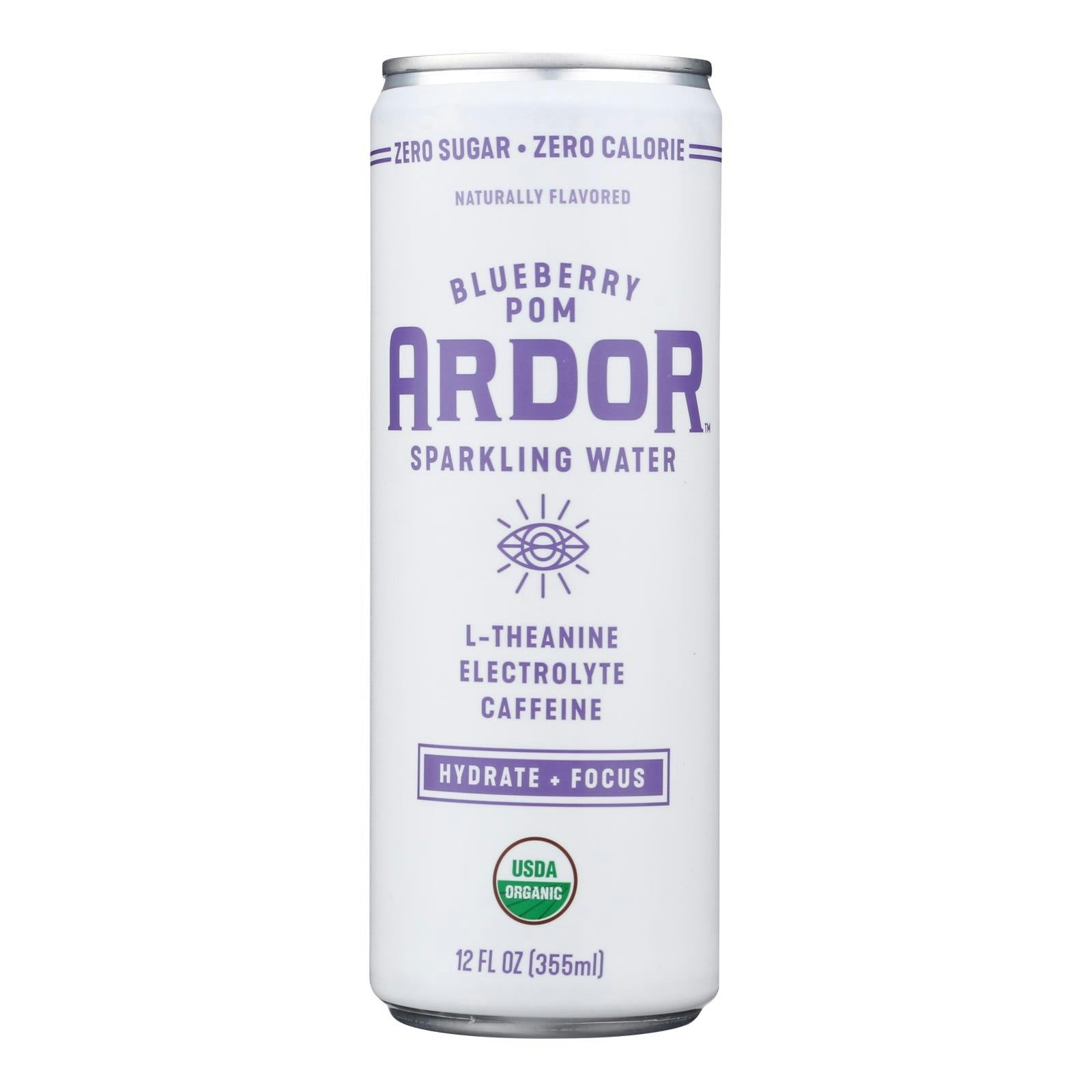 Ardor Sparkling Water - Blueberry Pom Energy 12 fl. oz (Pack of 12)