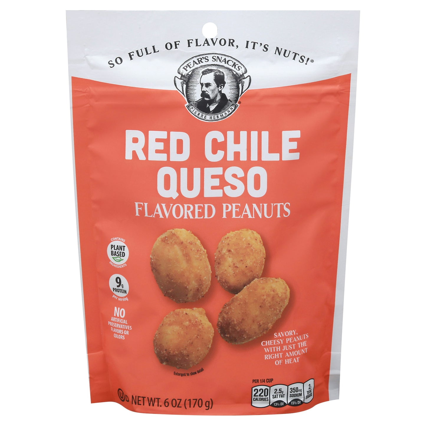 Pear's Snacks Red Chile Queso Flavored Peanuts 6 Oz (Pack of 6)