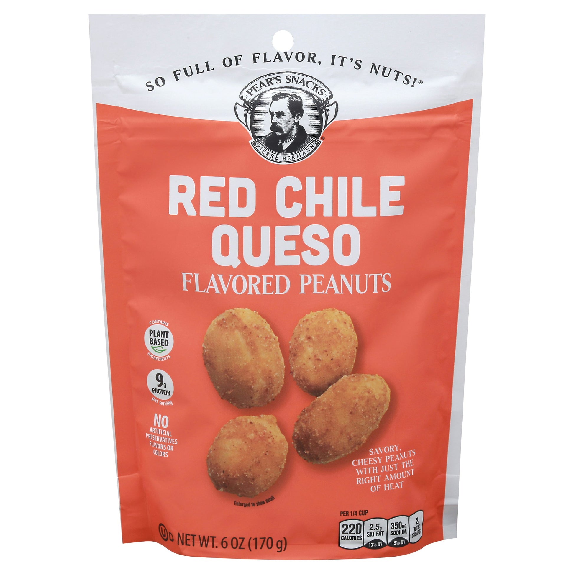 Pear's Snacks Red Chile Queso Flavored Peanuts 6 Oz (Pack of 6)