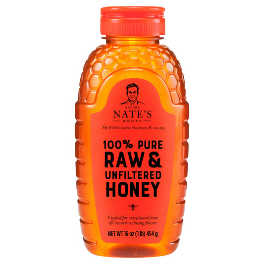 Nature Nates Honey 100% Raw Unfiltered 16 oz (Pack of 6)