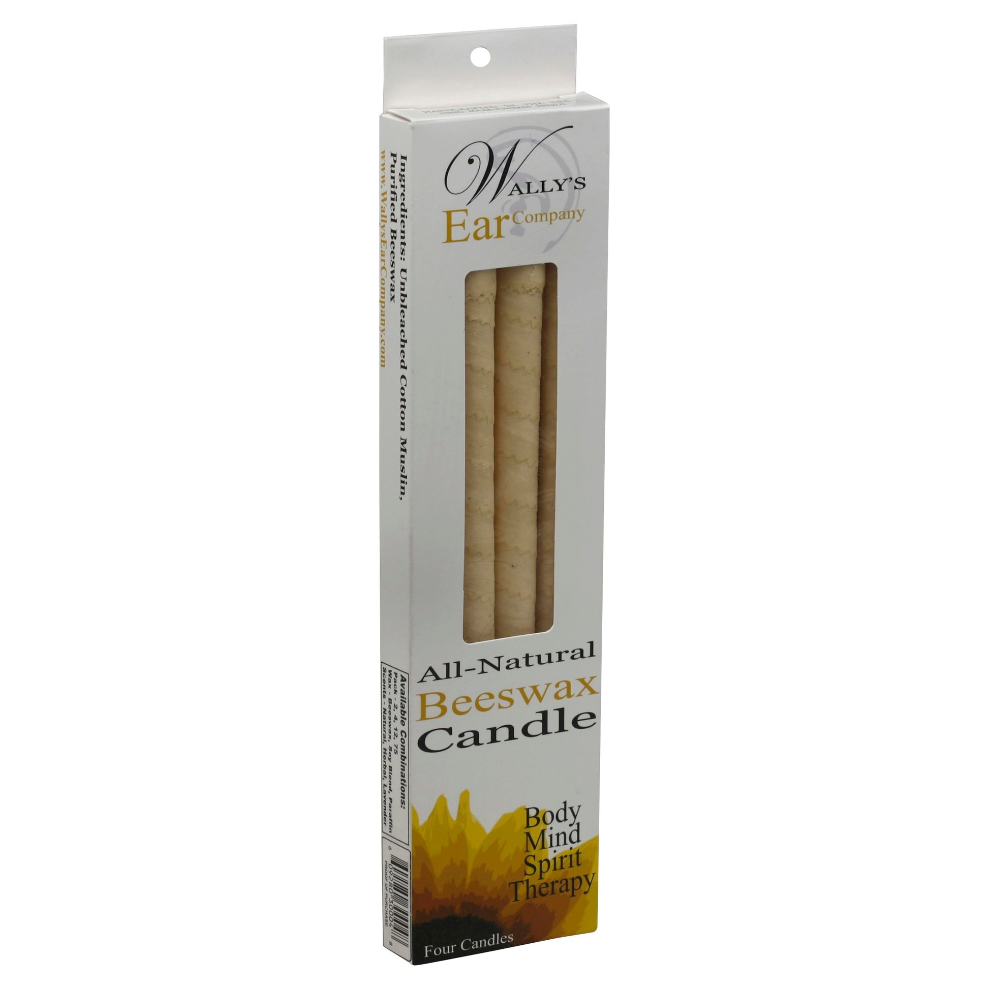Wally Ear Candle Beeswax Plain 4 Pc (Pack of 5)