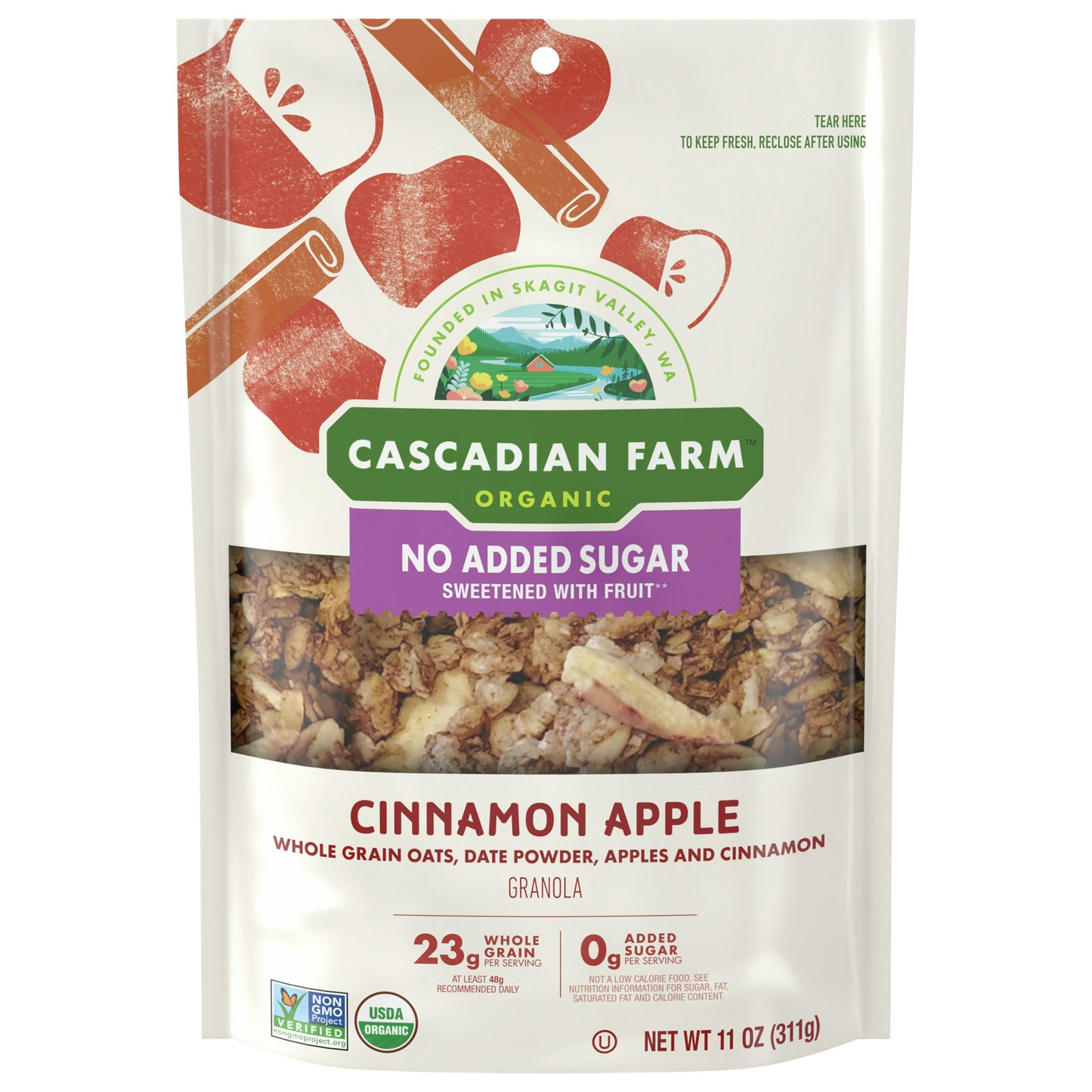 Cascadian Farm Granola Cinnamon Apple No Salt Added 11 Oz (Pack Of 4)