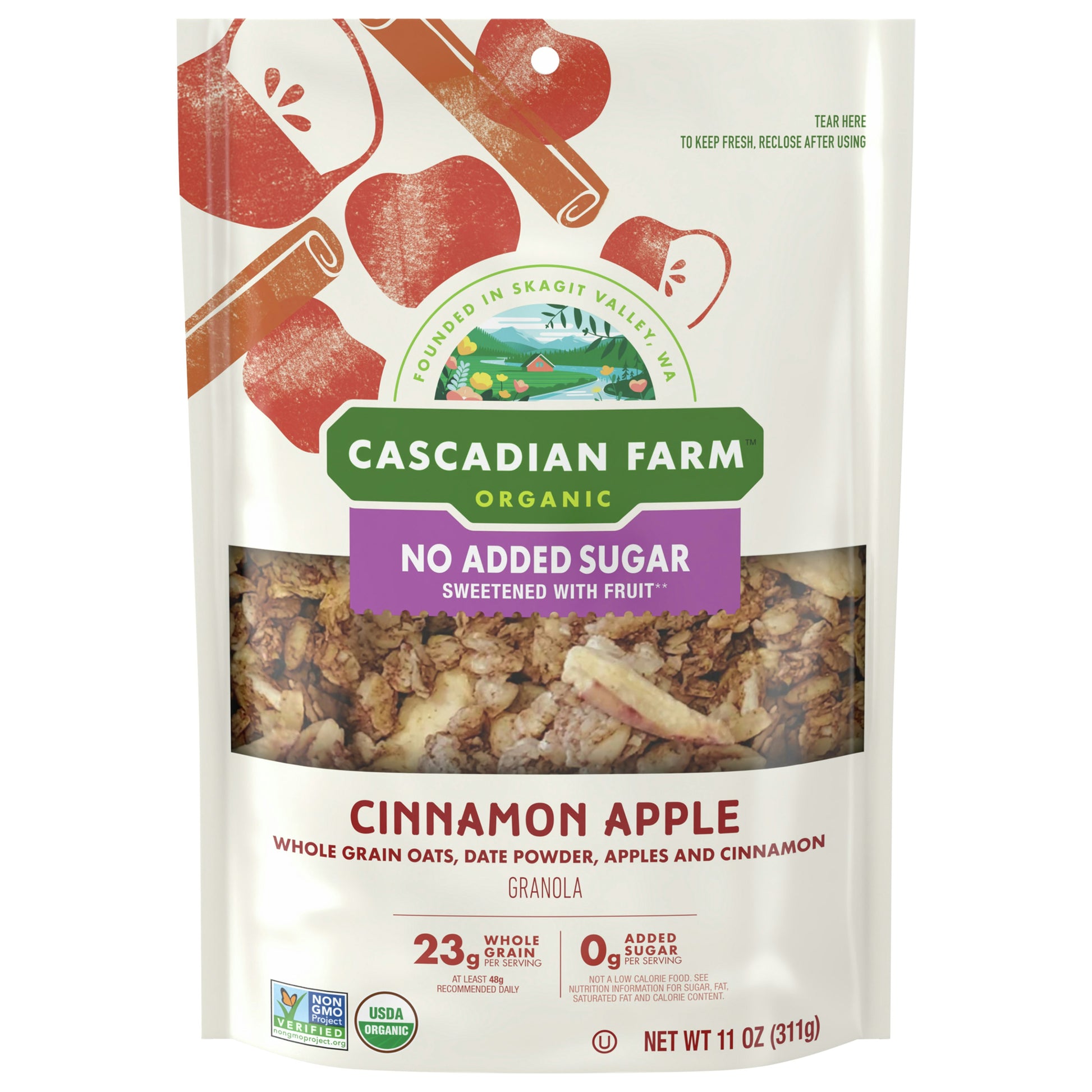 Cascadian Farm Granola Cinnamon Apple No Salt Added 11 Oz (Pack Of 4)