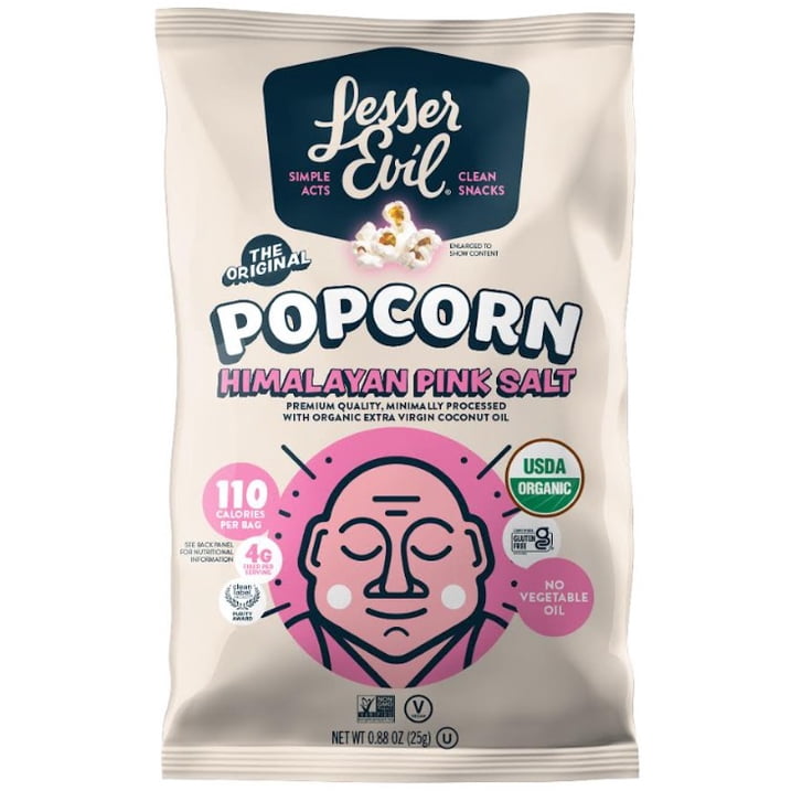 LESSER EVIL (Pack of 48) Lesser Evil Popcorn Himalayan Pink Salt Organic 0.88 Oz