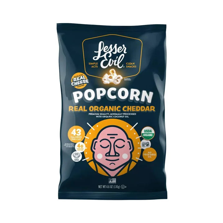 Lesser Evil Popcorn Real Organic Cheddar
