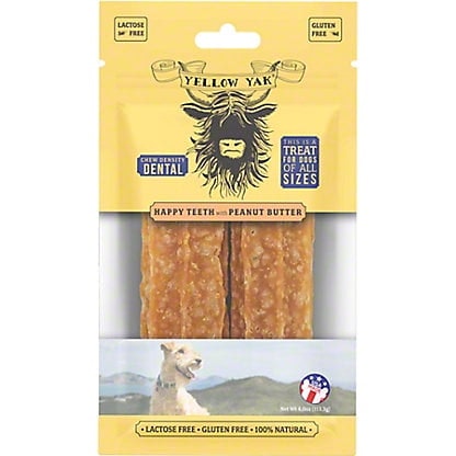 Yellow Yak - Happy Teeth Peanut Butter Dental Chews for All Dogs 4 oz (Pack of 5)