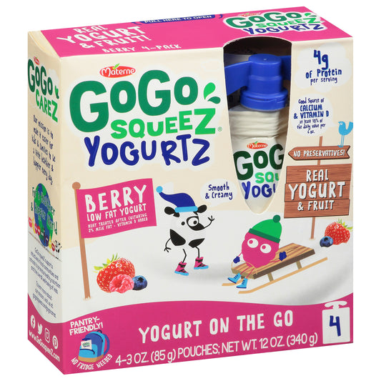 Gogo Squeez Yogurt Berry 4Pack 12 Oz (Pack of 12)