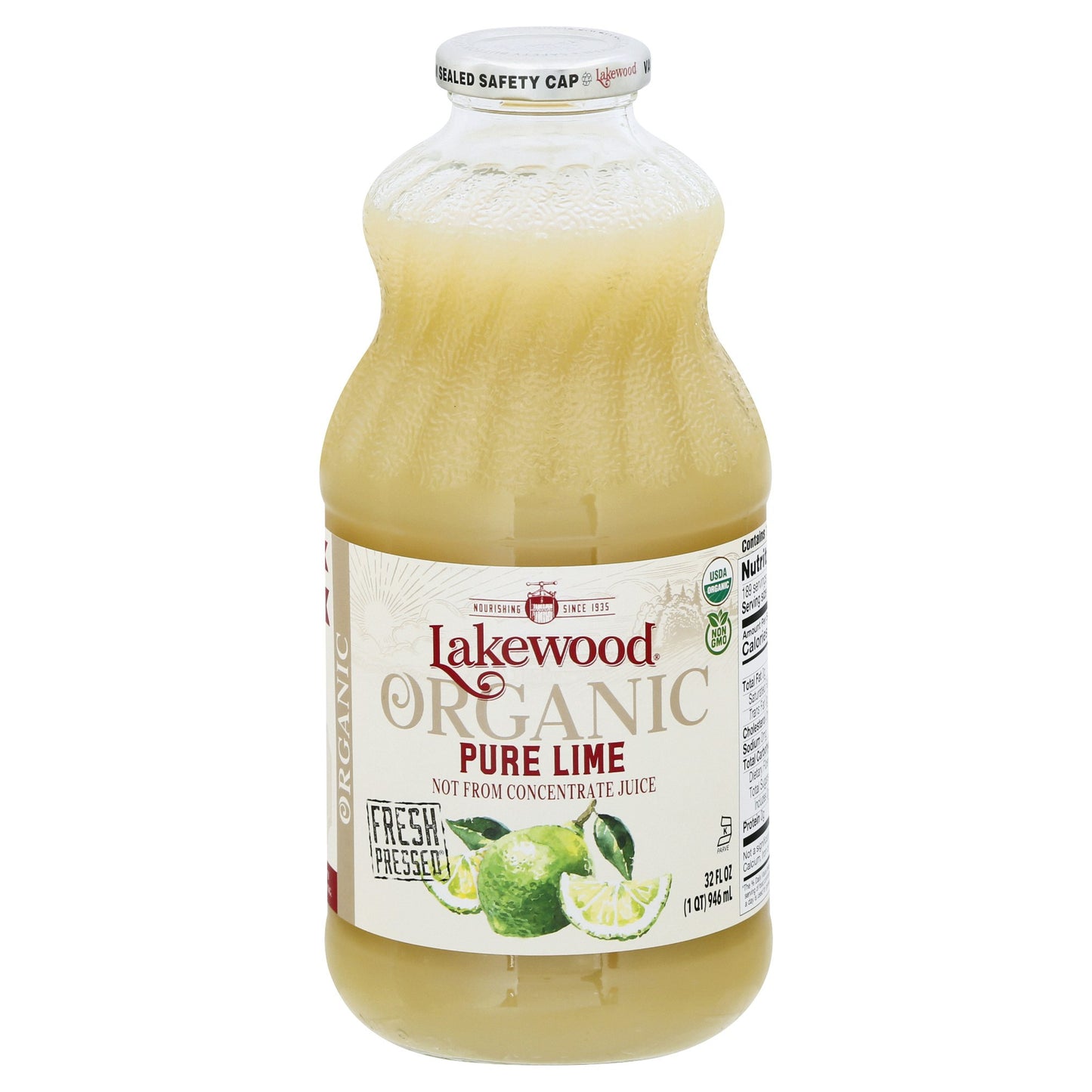 Lakewood Juice Pure Lime Organic 32 oz (Pack of 6)