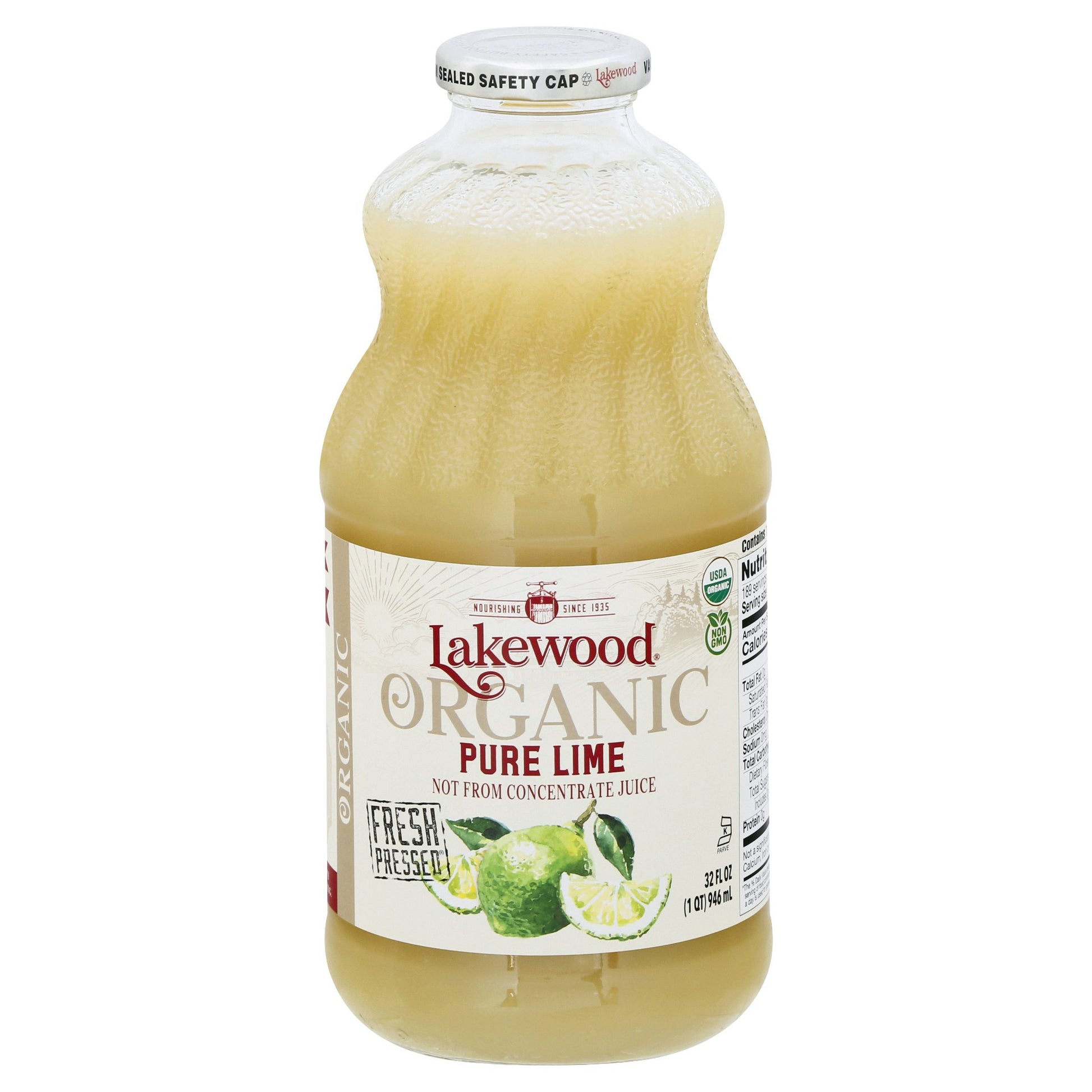 Lakewood Juice Pure Lime Organic 32 oz (Pack of 6)