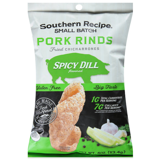 Southern Recipe Small Bat Pork Rind Spicy Dil 4 oz (Pack of 6)