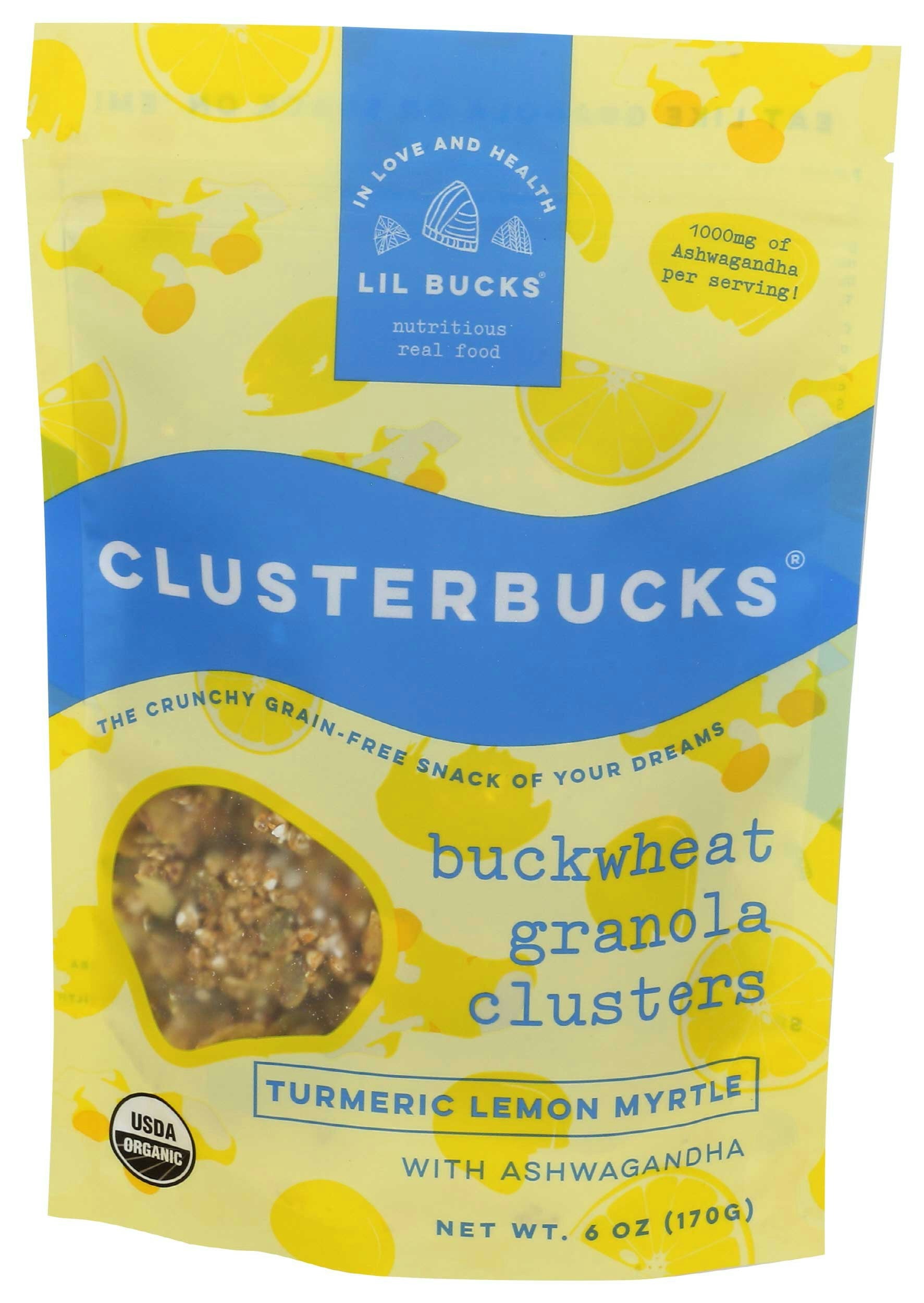 Lil Bucks Cluterbucks Turmeric Lemon Buckwheat Granola Cluster - 6 Ounce (Pack of 6)