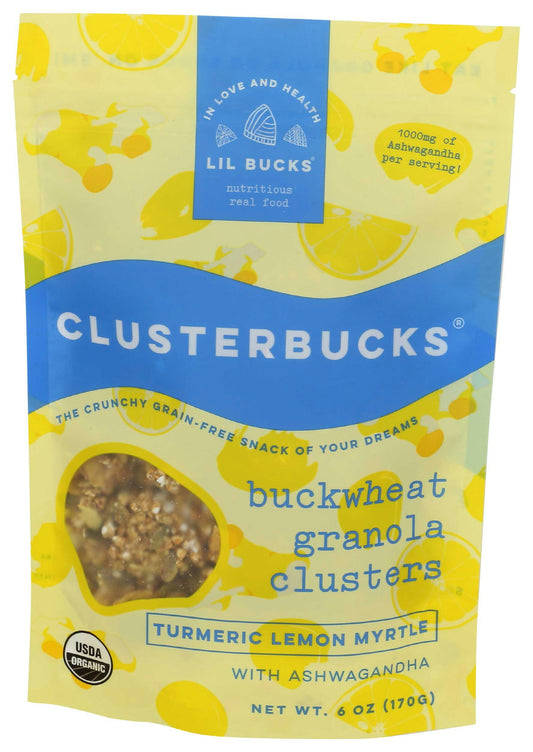Lil Bucks Cluterbucks Turmeric Lemon Buckwheat Granola Cluster - 6 Ounce (Pack of 6)