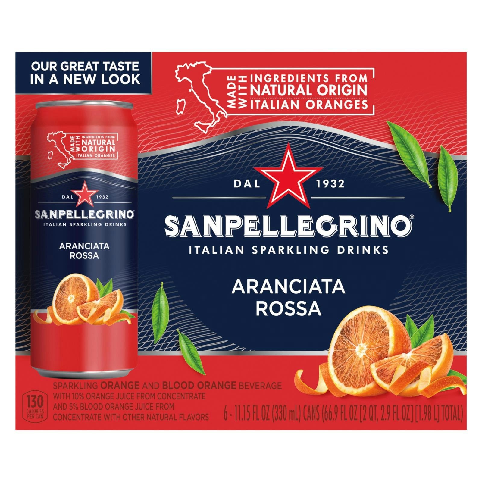 San Pellegrino Sparkling Beverage Aranciata Rossa - 11.15Z, 6 Per Pack (4 Packs Total)