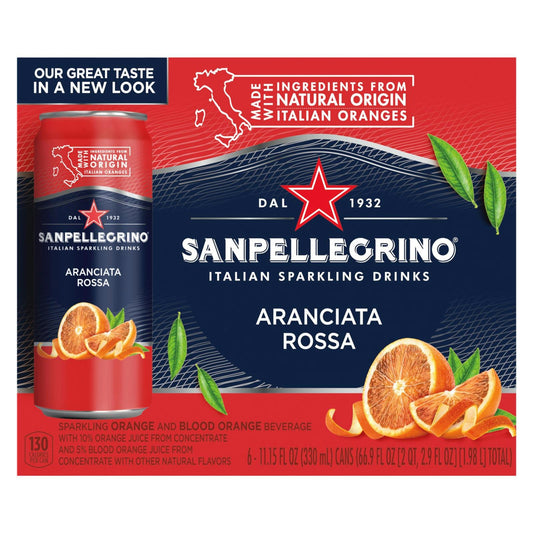 San Pellegrino - Sparkling Beverage Aranciata Rossa - 11.15Z, 6 Per Pack (4 Packs Total)