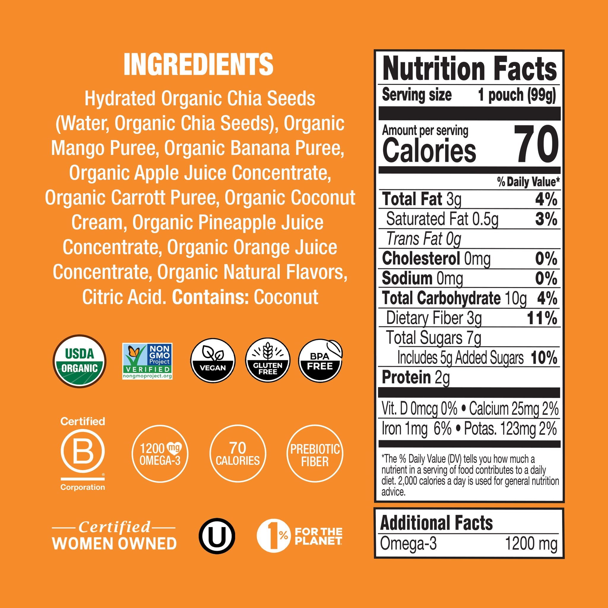 MAMMACHIA (Pack of 32) Mammachia Chia Squeeze Mango Coconut 3.5 Oz