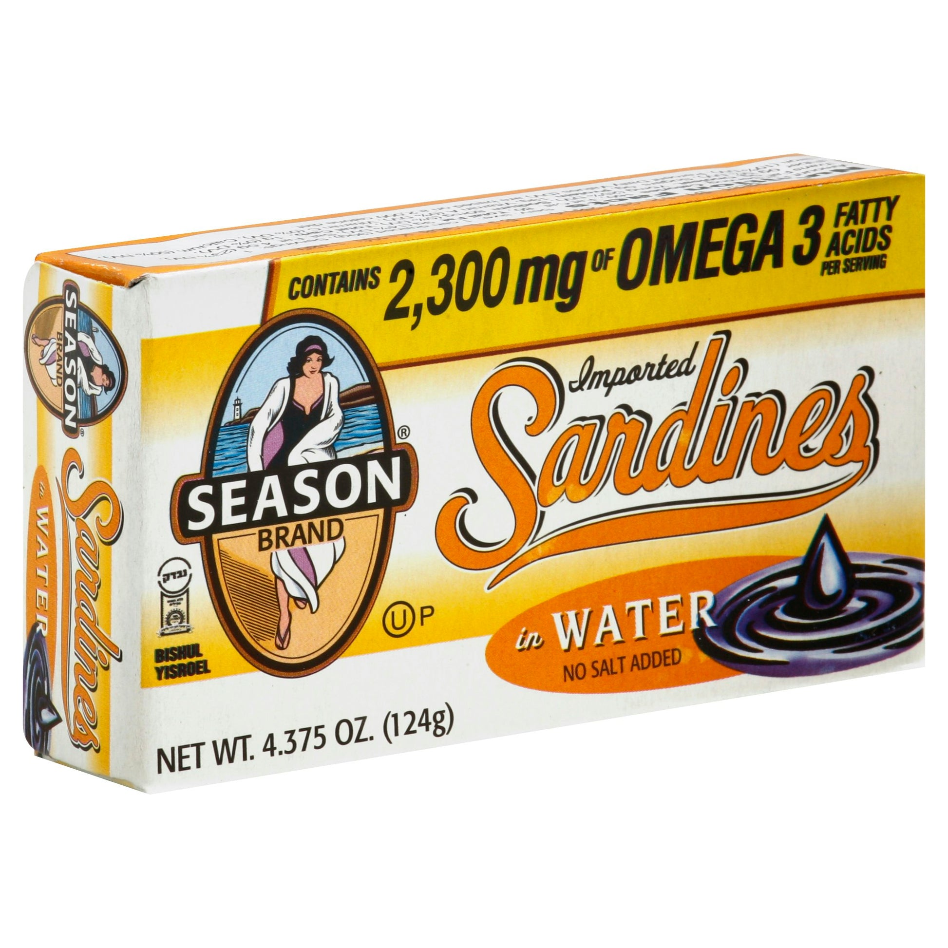 Seasons Sardine No Salt Added Club In Water 4.375 Oz Pack of 12