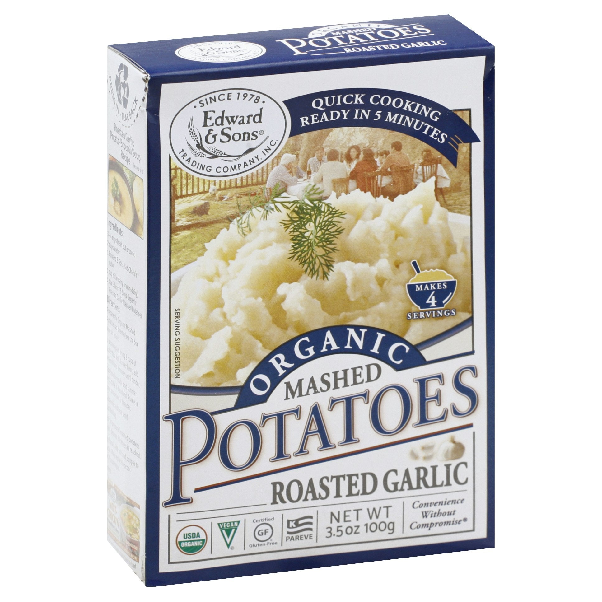 Edward & Sons Mix Mashed Potato Roasted Garlic Organic 3.5 Oz Pack of 6