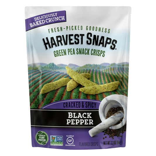 Harvest Snaps Snack Crisps Black Pepper 3.3 Oz Pack of 12