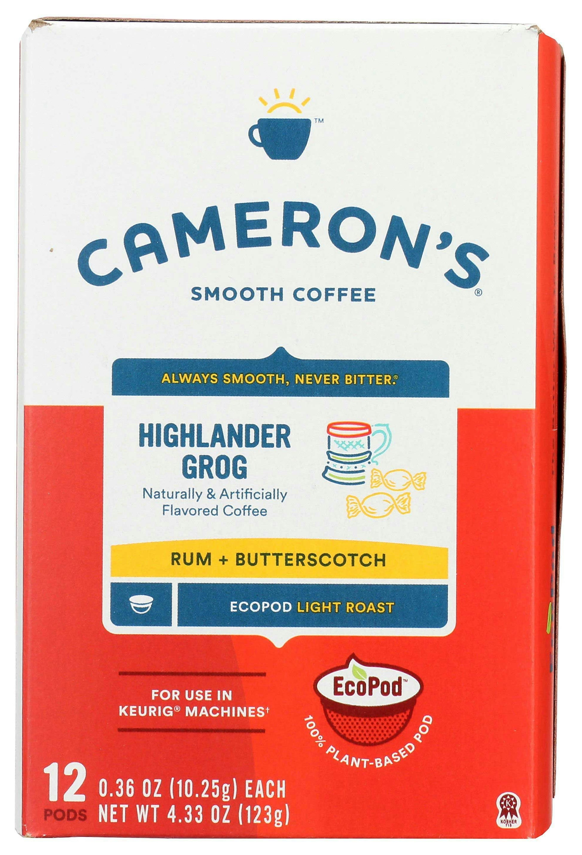 Camerons Highlander Grog Coffee Pods 4.33 Oz Pack of 6