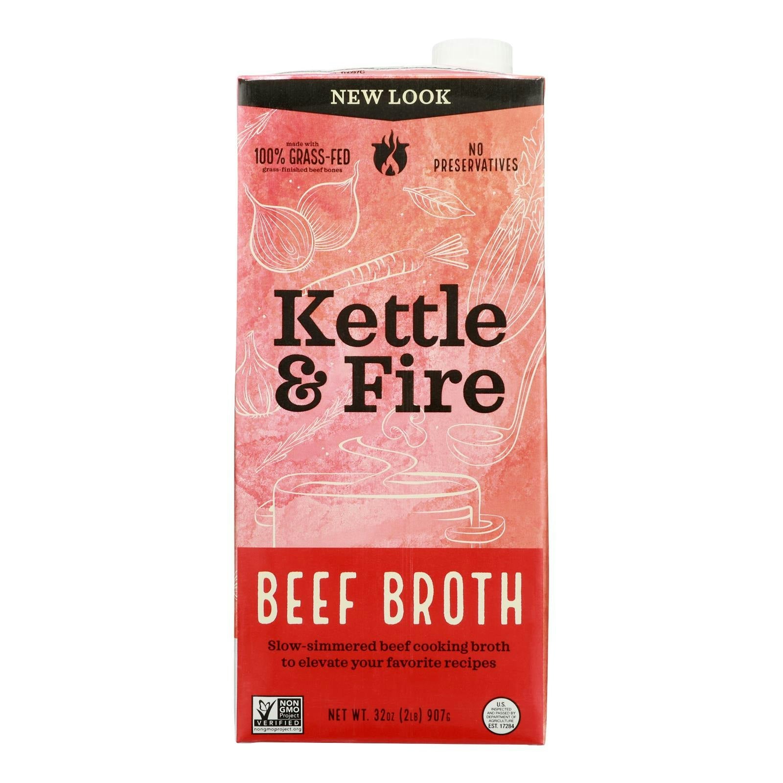 Kettle And Fire - Cooking Broth Beef 32 oz (Pack of 6)