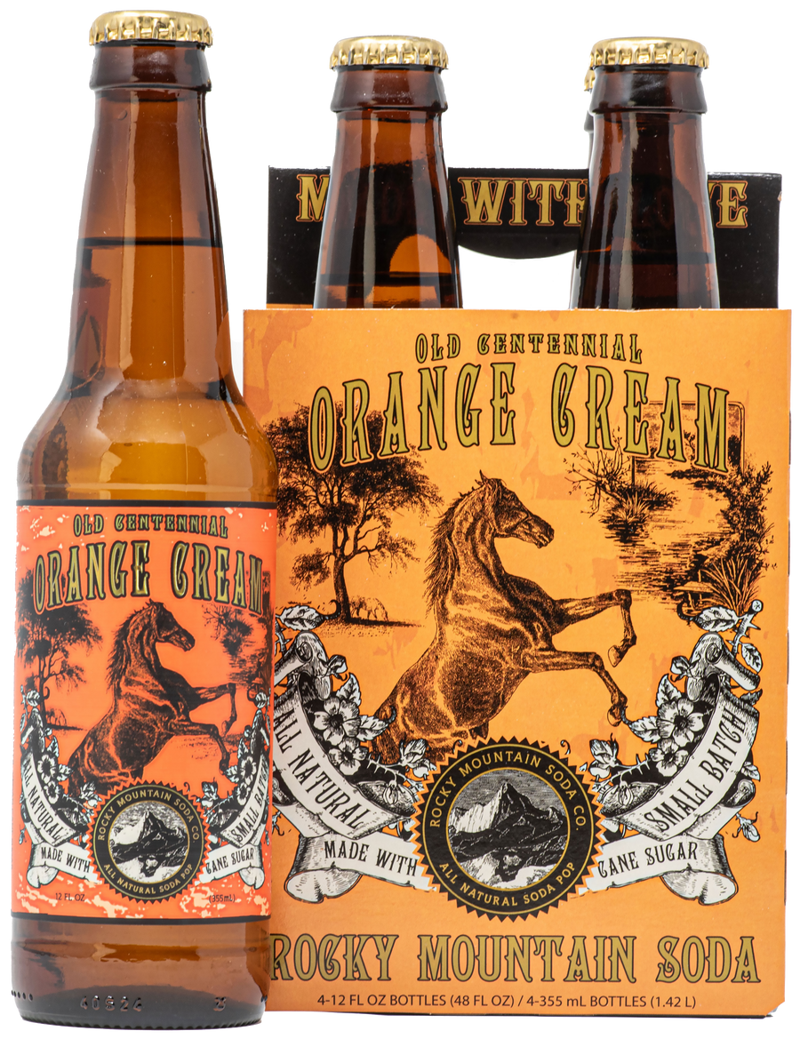 Rocky Mountain Soda Old Gentennial Orange Cream 48 Fl Oz, (4 Bottles per Pack), 24 Bottles Total