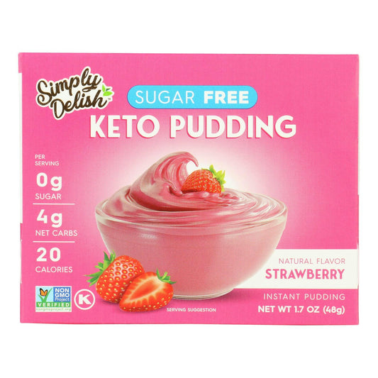 Simply Delish Keto Pudding Mix Strawberry No Sugar 1.7 Oz (Pack Of 6)