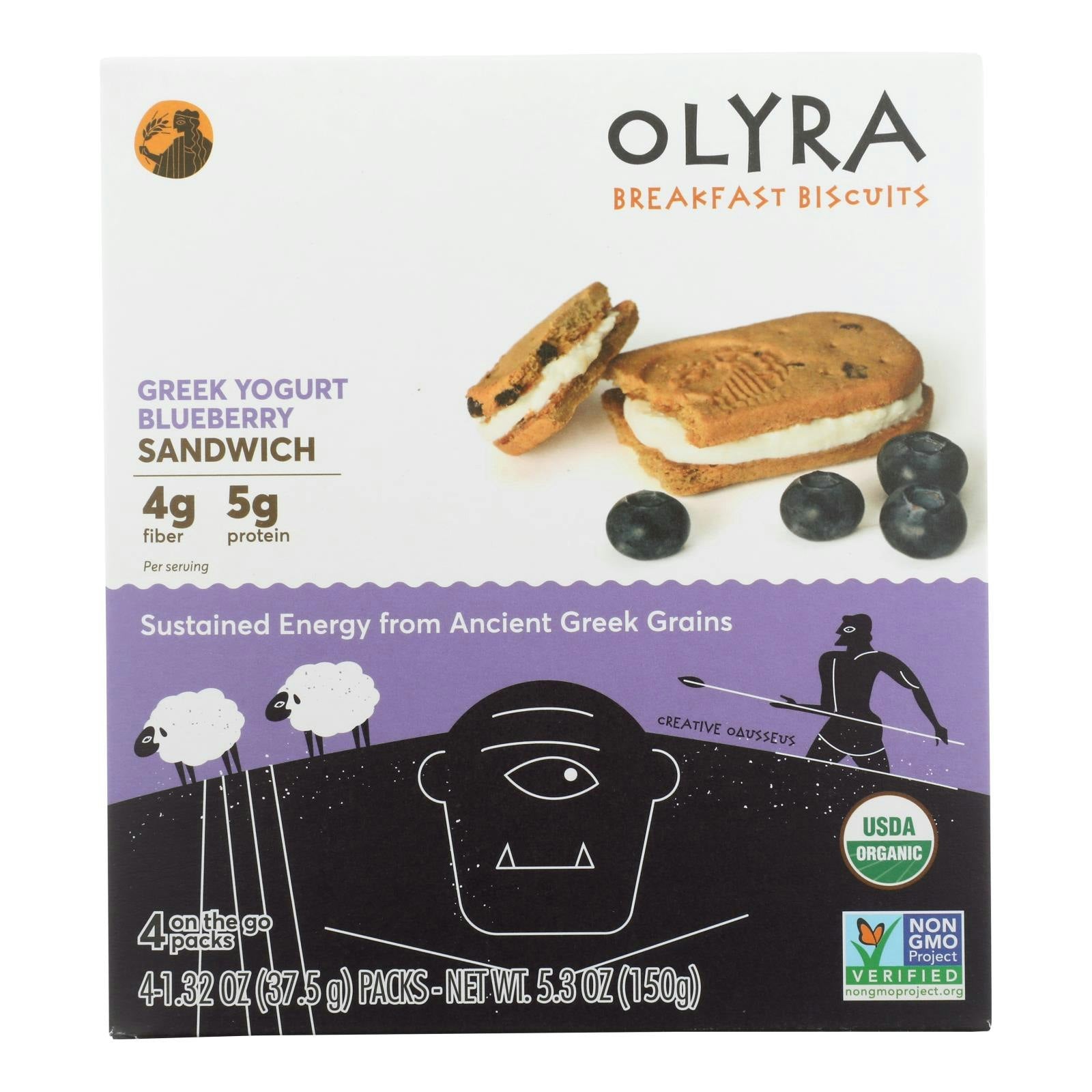 Olyra - Sandwich Greek Yogurt Blueberry Breakfast Biscuit 5.3 oz (Pack of 6)