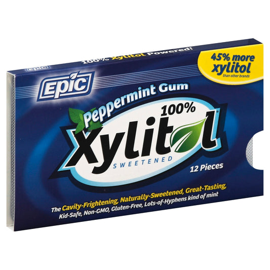 Epic Gum 100% Xylitol Sweetened Peppermint - 12 Count (Pack of 12)