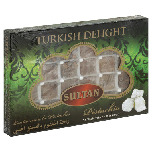 Sultan Candy Turkish Delight Pista 16 oz (Pack of 6)