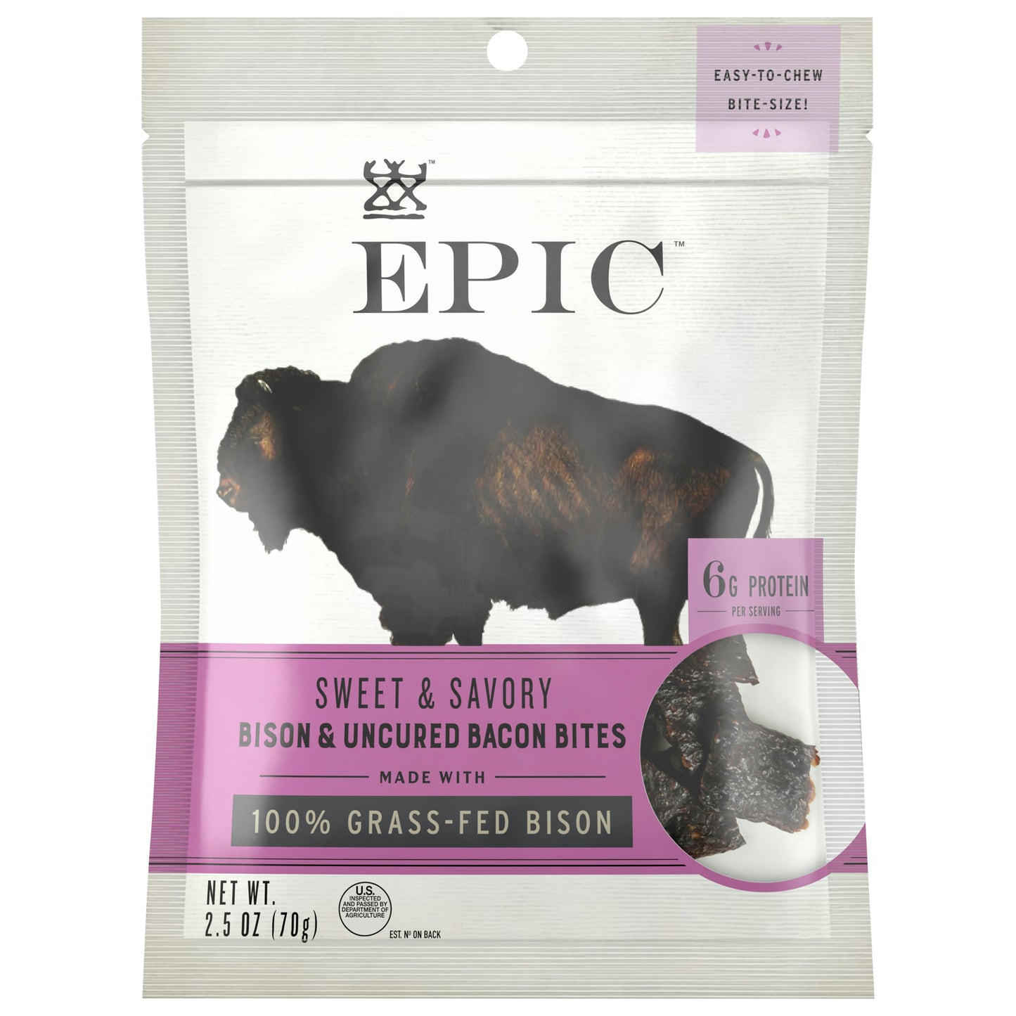 Epic Jerky Bison Bacon Chia Bites 2.5 oz (Pack of 8)