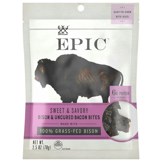 Epic Jerky Bison Bacon Chia Bites 2.5 oz (Pack of 8)