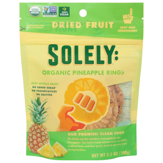 Solely Fruit Dried Pineapple Organic 3.5 oz (Pack of 6)