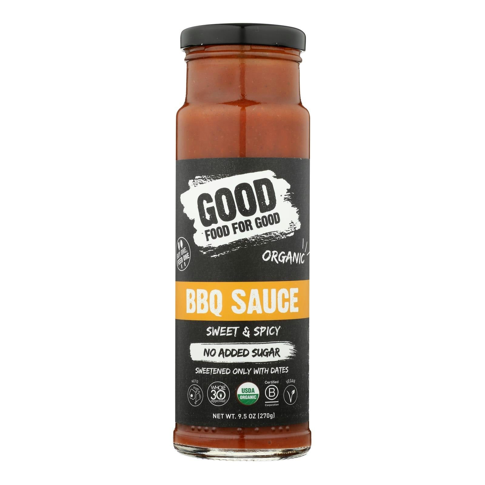 Good Food For Good - BBQ Sauce Sweet & Spicy Organic 9.5 oz (Pack of 6)