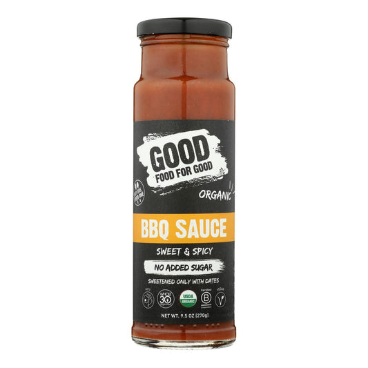 Good Food For Good - BBQ Sauce Sweet & Spicy Organic 9.5 oz (Pack of 6)