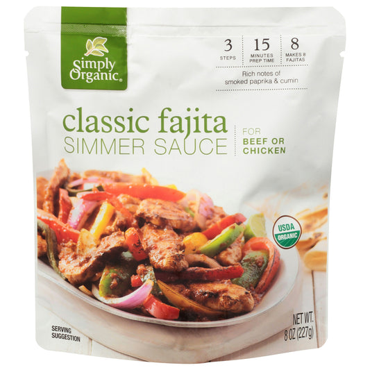 Simply Organic Sauce Fajita Simmer 8 Oz (Pack of 6)