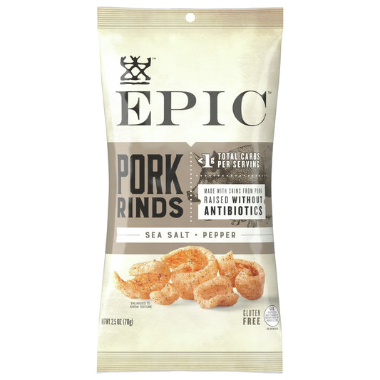Epic Pork Rind Sea Salt Pepper 2.5 oz (Pack of 12)
