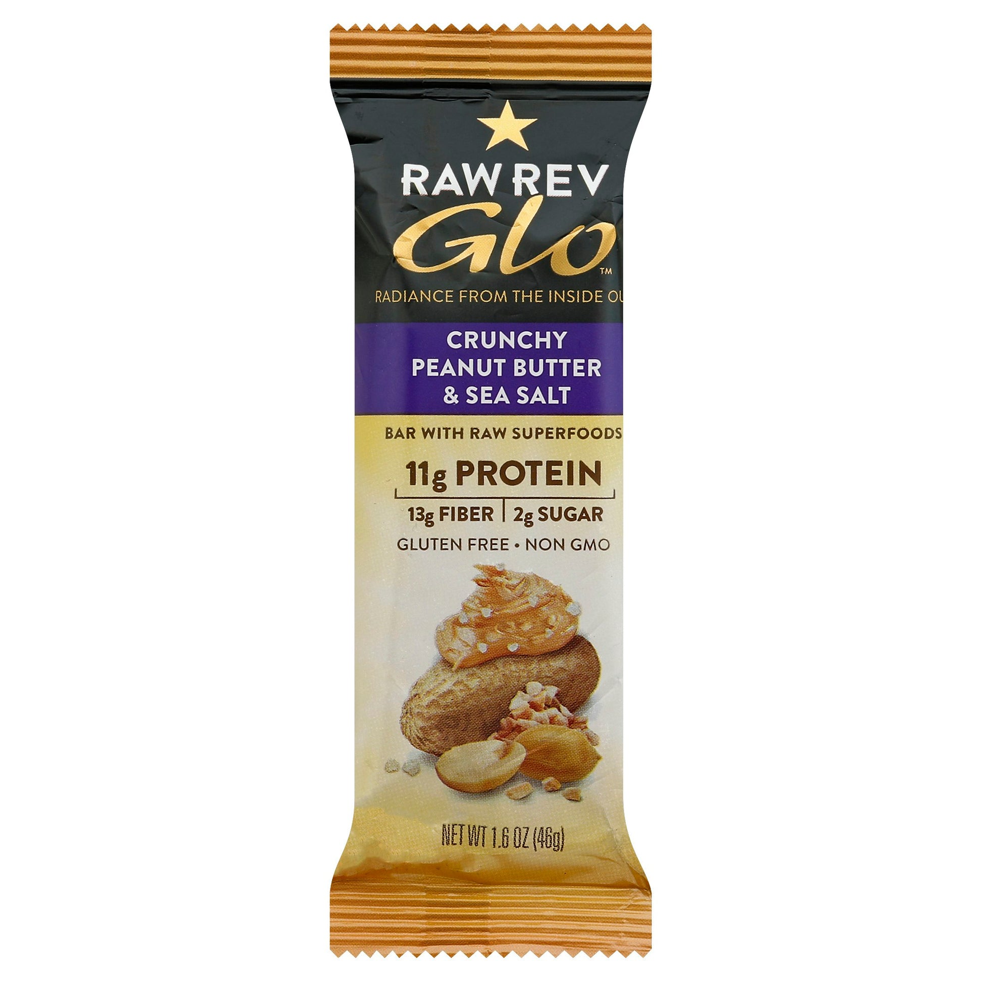 Raw Rev Bar Protein Crunchy Peanut Butter Sea Salt 1.6 Oz (Pack of 12)