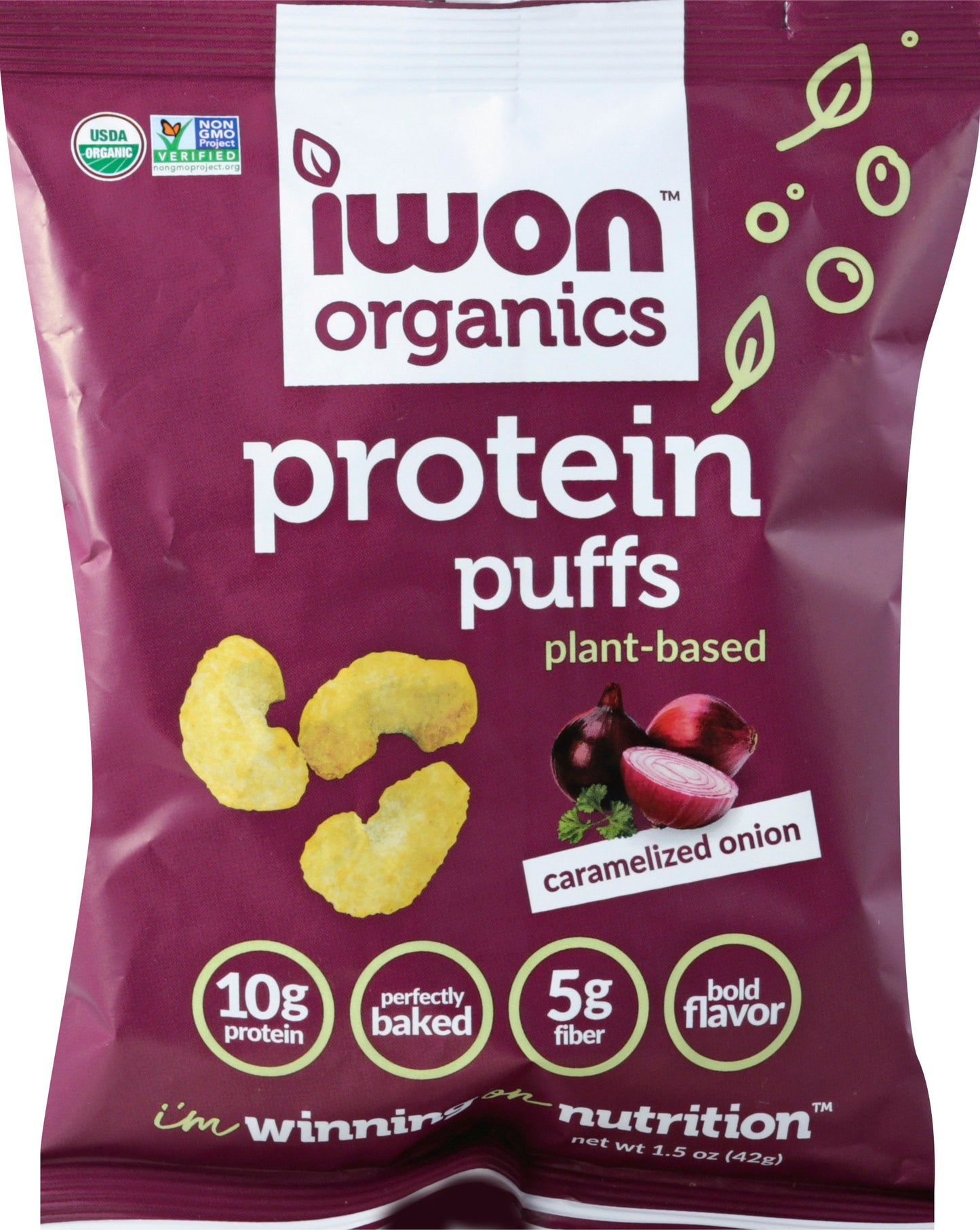 Iwon Organics Puffs Caramelized Onion 1.5 Oz (Pack of 8)