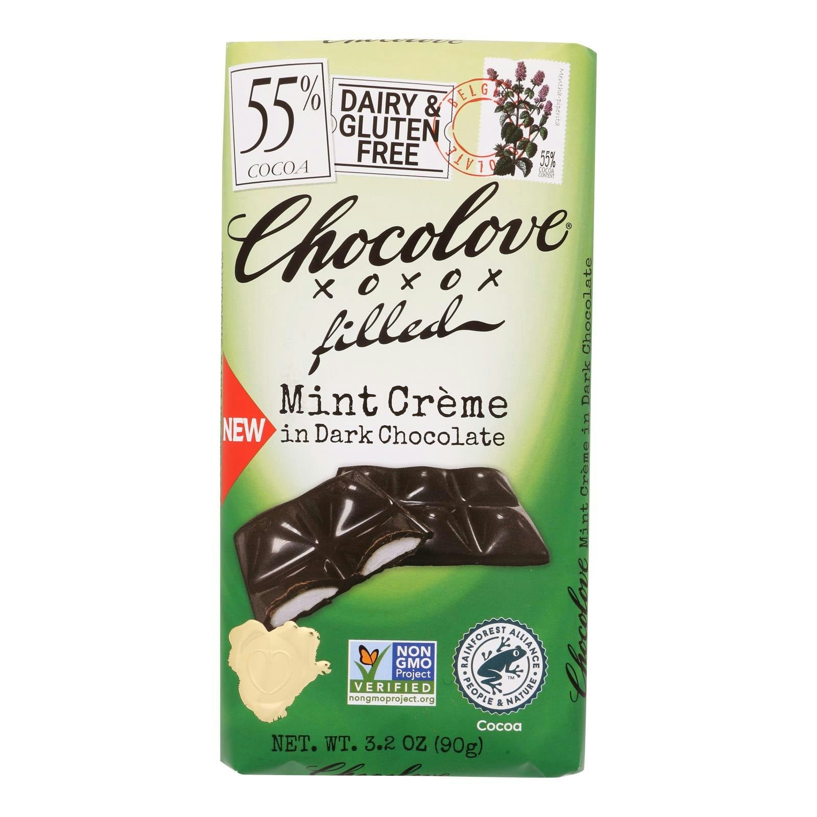 Chocolove Bar Dark Chocolate Mint Cream Fill