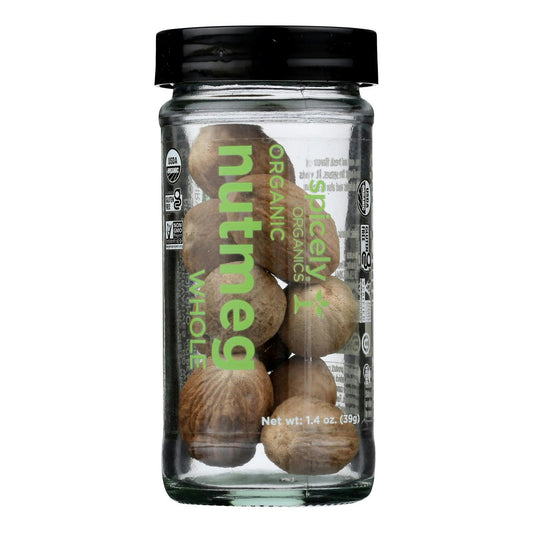 Spicely Organic Spices Nutmeg Whole Glass Jar 1.4 Oz Pack of 3