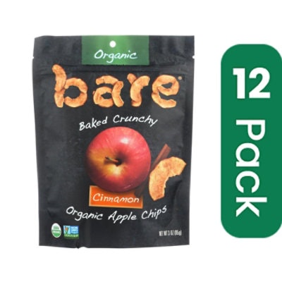 Bare Foods Apple Chips Organic Crunchy Simply Cinnamon - 3 oz (Pack of 12)