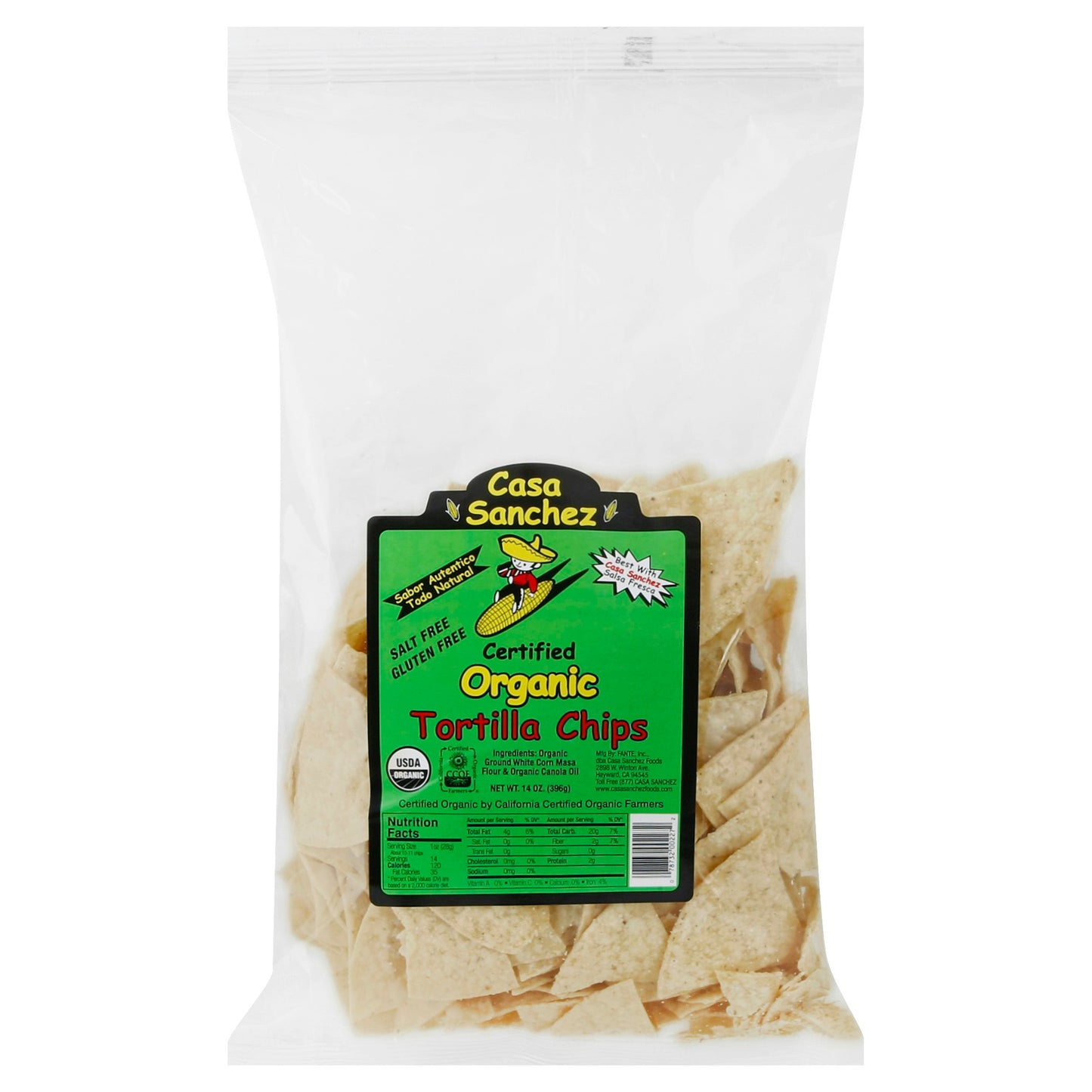 Casa Sanchez Foods Tortilla Chips Organic 14 Oz Pack of 12