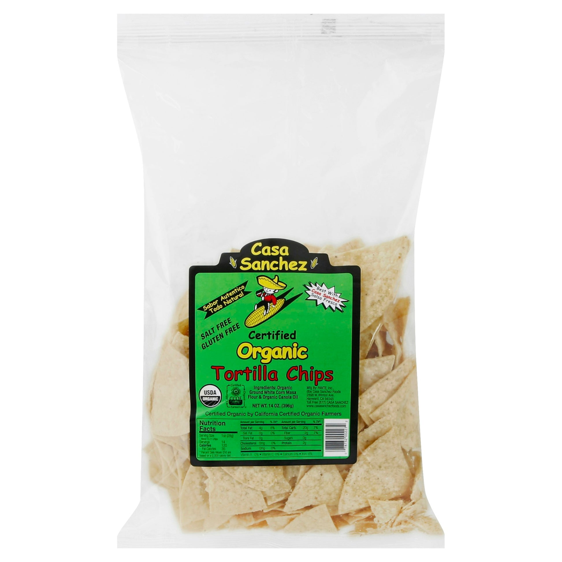Casa Sanchez Foods Tortilla Chips Organic 14 Oz Pack of 12