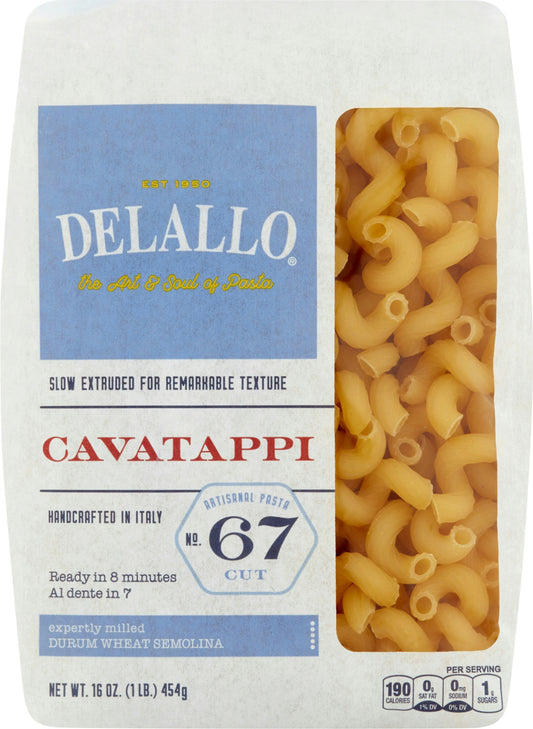 Delallo Pasta Bag Cavatappi 16 Oz Pack of 8